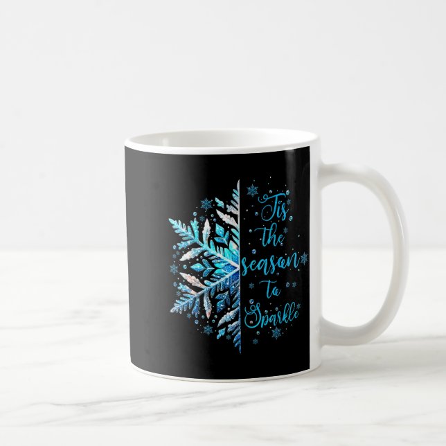 Taza De Café Xmas Snowflake Tis The Season Cozy Season Merry Ch (Derecha)
