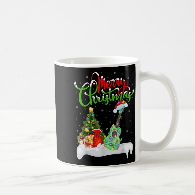 Taza De Café Xmas Tree Lights Santa Hat Musical Ukulele Guitar  (Derecha)