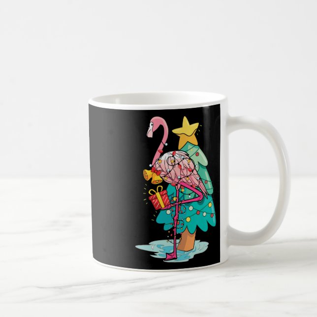 Taza De Café Xmas Tree Lights Tropical Flamingo Animal Christma (Derecha)