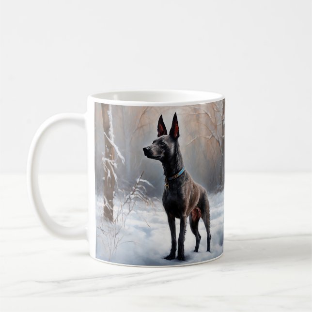 Taza De Café Xoloitzcuintli Deja Que Nieva Navidades (Izquierda)