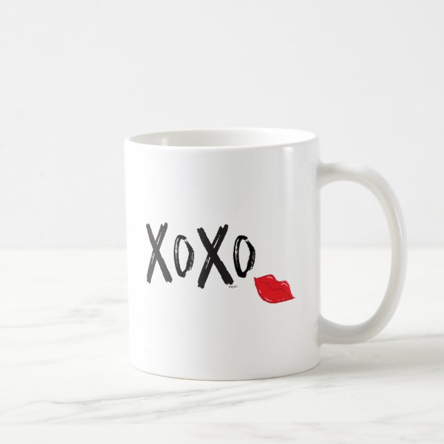 Taza De Café XoXo-abrazos-besos-con-labios-rojos (Derecha)