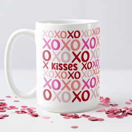 Taza De Café XOXO Abrazos y besos galentina rosa y roja