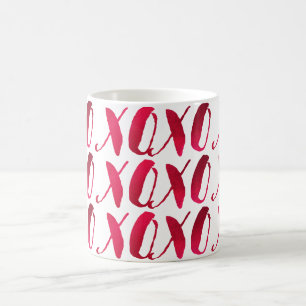 Taza De Café Xoxo de PixDezines/fondo rojo de Raspberry/DIY