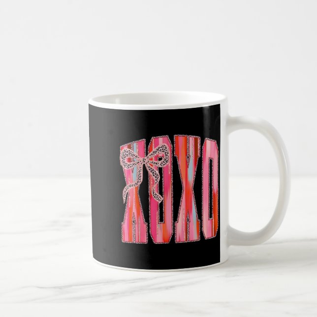 Taza De Café Xoxo Leopard Bow Funny Valentine's Day Coquette Nk (Derecha)