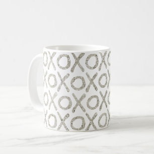 Taza De Café XOXO Plata Glitzy Blanco