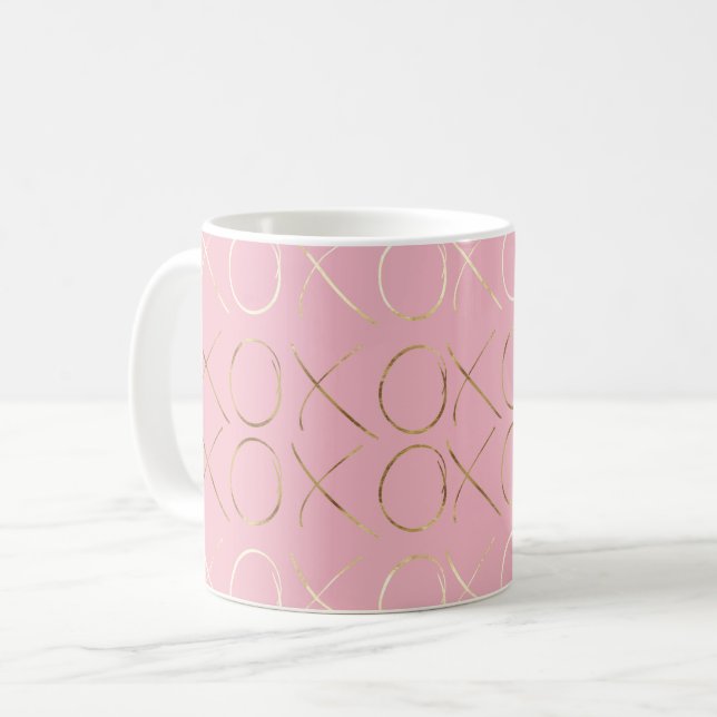 Taza De Café XOXO Rosa Glam Gold (Anverso izquierdo)