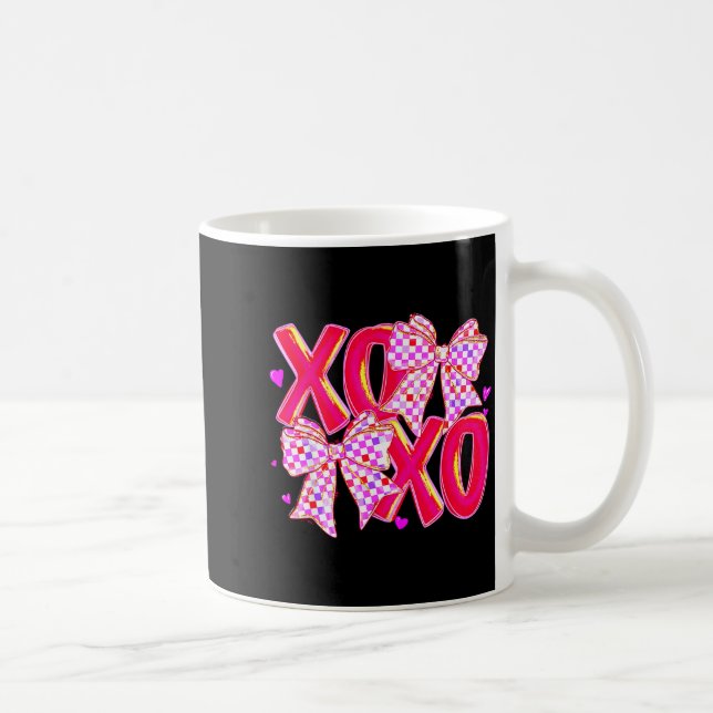 Taza De Café Xoxo Valentines Day Love Funny Coquette Bow Checke (Derecha)