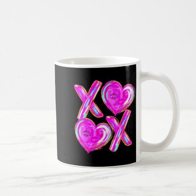 Taza De Café Xoxo Valentines Day Love Funny Coquette Bow Checke (Derecha)