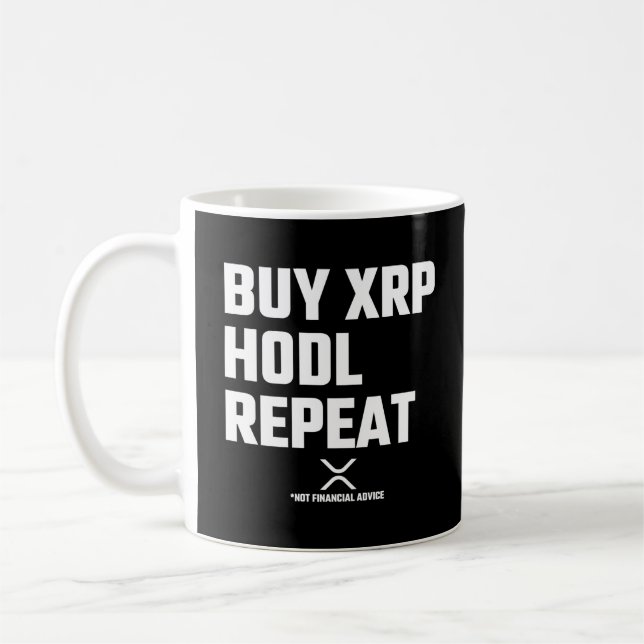 Taza De Café XRP Cripto Moneda Comprar XRP Hodl Repetir (Izquierda)
