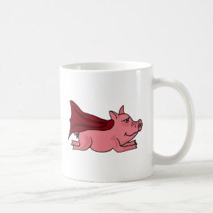 Taza De Café XX dibujo animado estupendo del cerdo que vuela