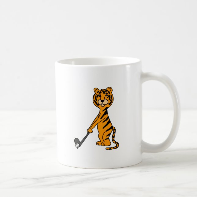 Taza De Café XX tigre que juega el dibujo animado del golf (Derecha)