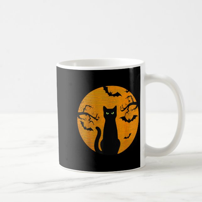 Taza De Café Y Christmas Cat Costume Retro Cat Moon Black Cat  (Derecha)