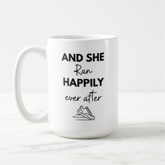 Taza De Café Y Ella Corrió Felizmente Después de Correr Maratón