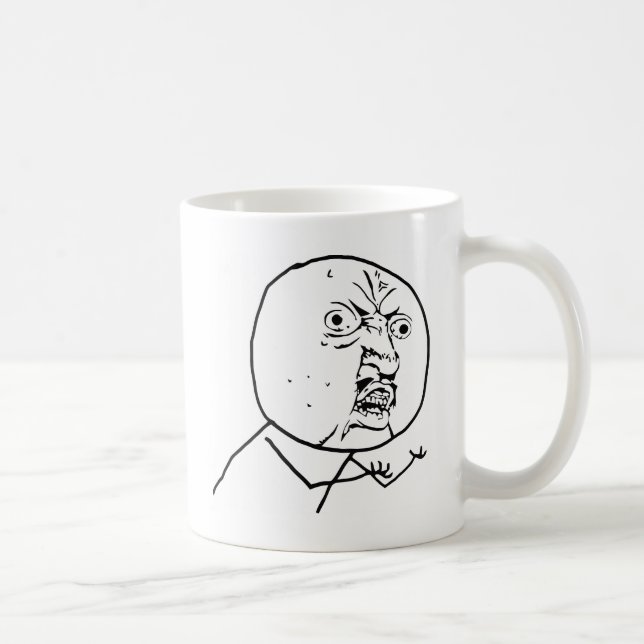 Taza De Café Y enojada U ninguna cara (Derecha)