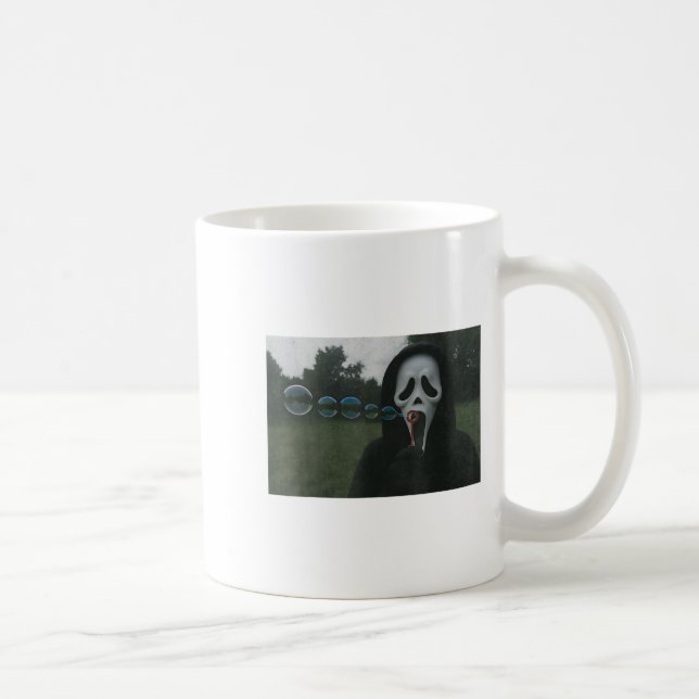 Taza De Café Y Face: Burbujas, divertida. Meme de terror de Hal (Derecha)