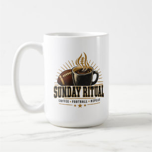 Taza de café y fútbol del ritual del domingo