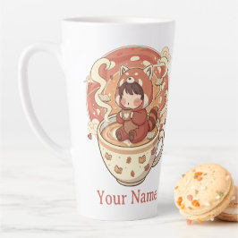 Taza de café y latte de panda rojo de 17oz do