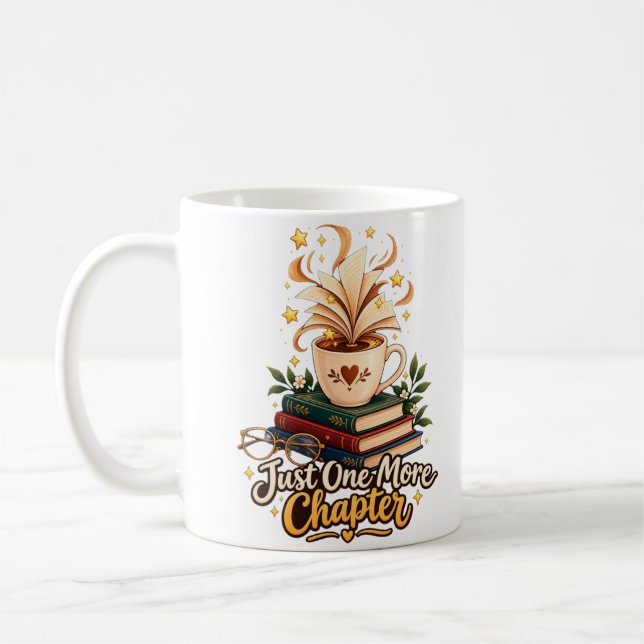 Taza de café y libros 'Solo un capítulo más' (Izquierda)