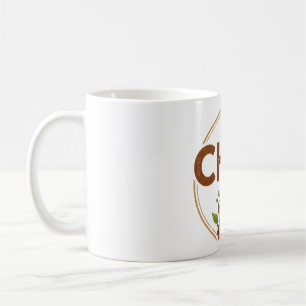 Taza de café y té con tipografía de Té Retro Groov