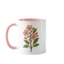 Taza de café y té rosa flor de cerezo vintage