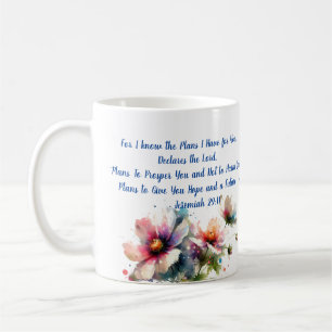 Taza De Café Ya lo sé/ Jeremiah 29:11 Flor moderna