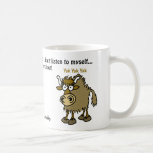 Taza De Café Yacs del dibujo animado. El hablar demasiado.