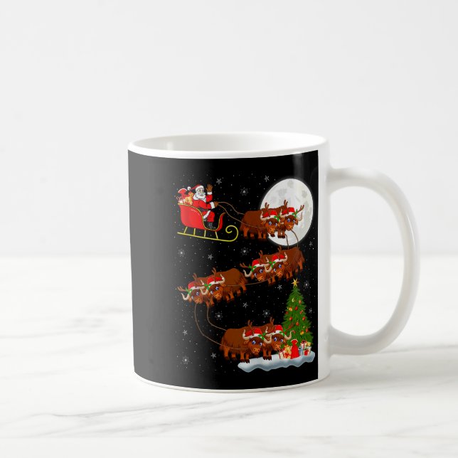 Taza De Café Yak Santa Sleigh Flying Funny Magical Christmas Ta (Derecha)