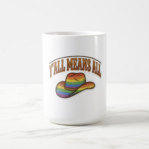 Taza De Café Y'all significa orgullo arcoíris de sombrero vaque