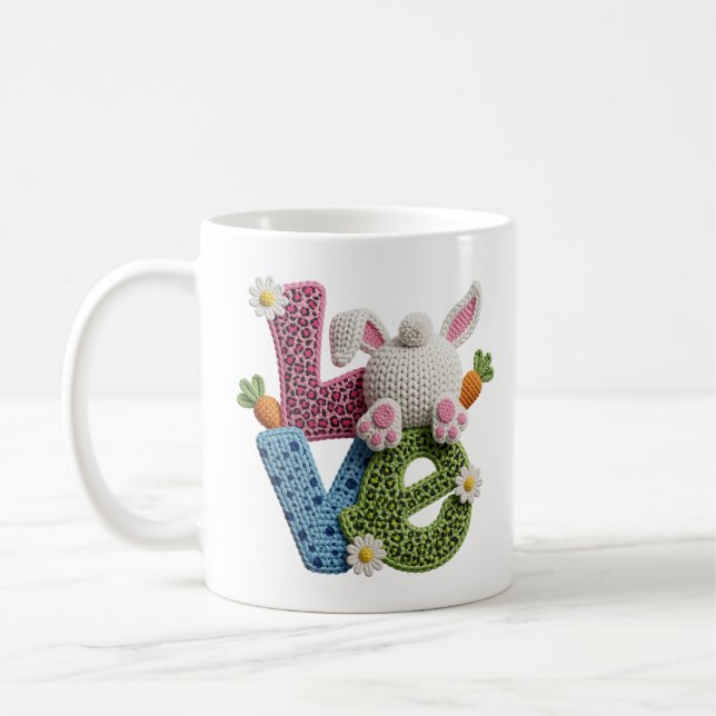 Taza De Café Yarn Crochet Easter Love Cute Handmade Aesthetic  (Izquierda)