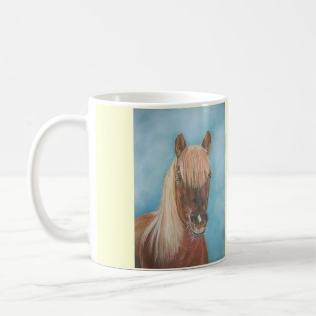 Taza De Café yegua de castaño con jugo de caballo rubio (Izquierda)
