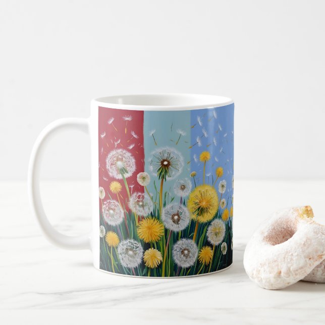 Taza De Café Yellow and White Dandelions  (Con donut)