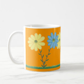 Taza De Café Yellow & Blue Daisy Flowers Custom Mugs