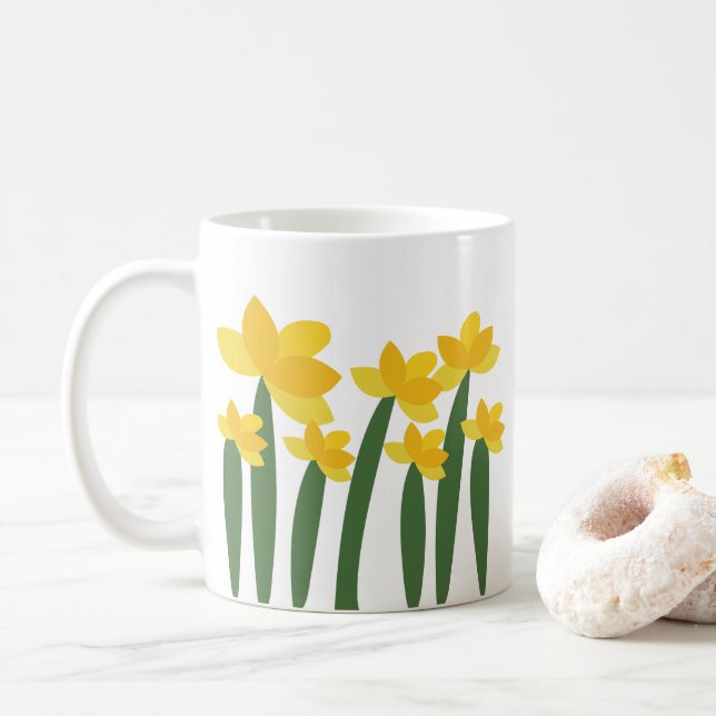 Taza De Café Yellow Daffodil Floral Flower (Con donut)