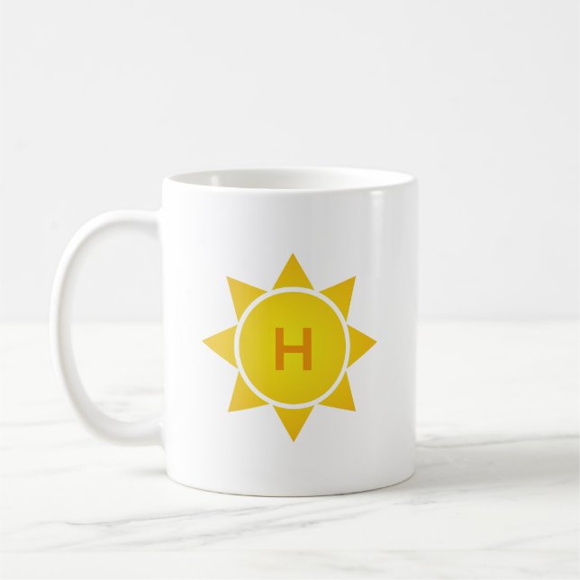Taza De Café Yellow Gradient Sun with Single Letter Monogram (Izquierda)