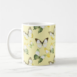 Taza De Café Yellow Green Butterflies