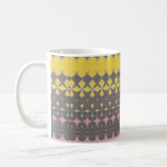 Taza De Café Yellow Grey and Pink Abstract (Izquierda)