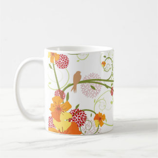 Taza De Café Yellow Hibiscus & Swallow Elegant Floral Garden
