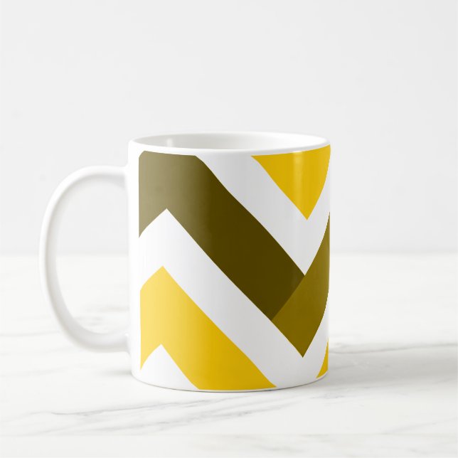 Taza De Café Yellow Olive Chevron Geometric Pattern (Izquierda)