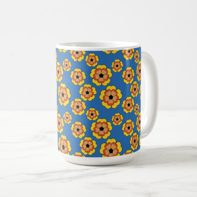 Taza De Café Yellow Orange Flowers Pattern (Anverso derecho)