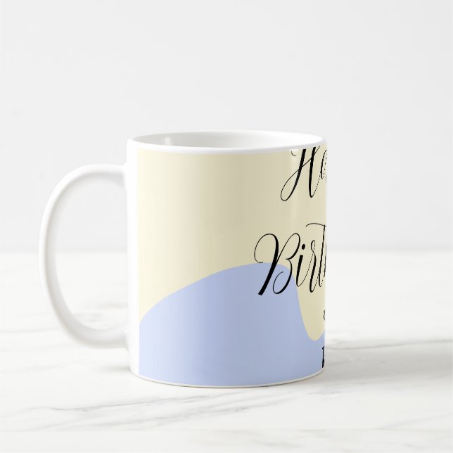 Taza De Café Yellow purple green happy birthday abstract pastel (Izquierda)