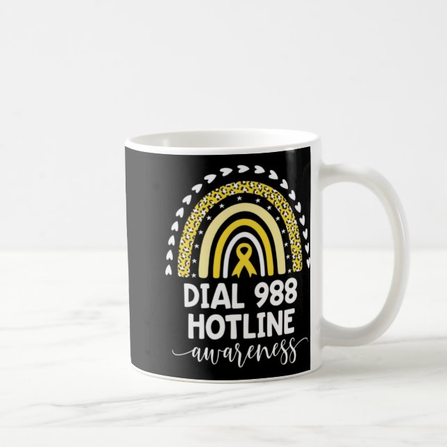 Taza De Café Yellow Rainbow Ribbon Love Suprt 988 Hotline Awa  (Derecha)