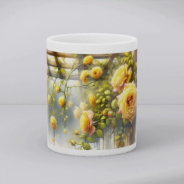 Taza De Café Yellow Roses Watercolor Garden