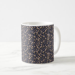 Taza De Café Yemas rosadas delicadas en ramas marrones