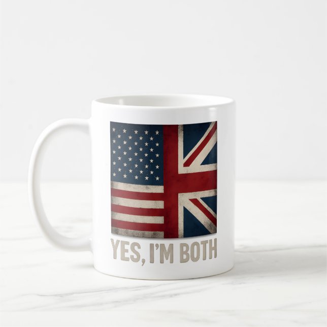Taza De Café Yes I'm Both American British Flags Pride (Izquierda)