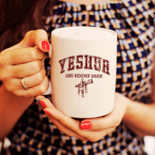 Taza De Café Yeshua Lord Redeemer Savior Cruz Cristiana