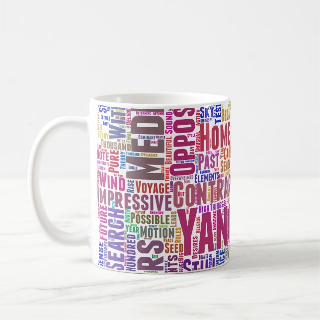 Taza De Café Yin Yan Nuage de Mots Textos Interconexión (Izquierda)