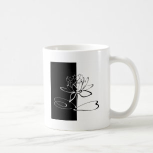Taza De Café Yin Yang Black White Lotus Blossom