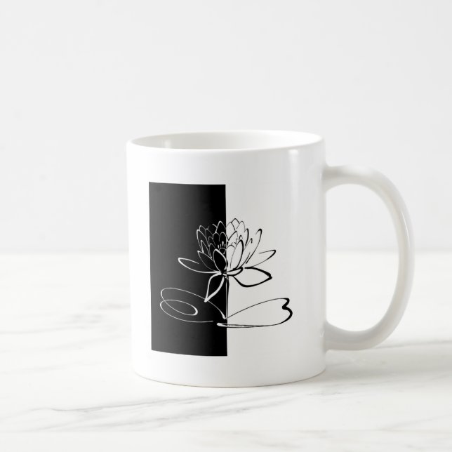 Taza De Café Yin Yang Black White Lotus Blossom (Derecha)