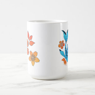 Taza De Café Yin Yang Flower Koi Fish Blue