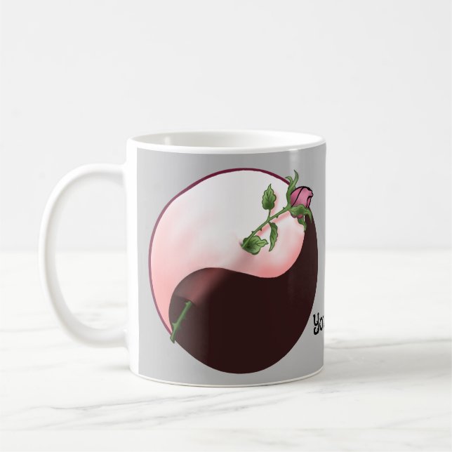 Taza De Café yin Yang red rose Mug (Izquierda)